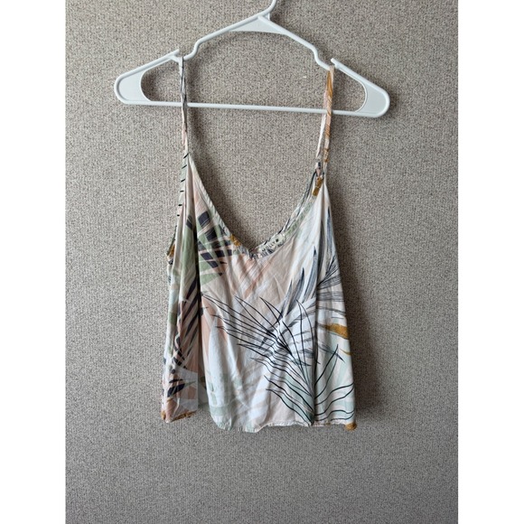 Molly Bracken Tops - Molly Bracken Tropical Palm Leaf Print V-Neck Cami Top XL Adjustable Straps